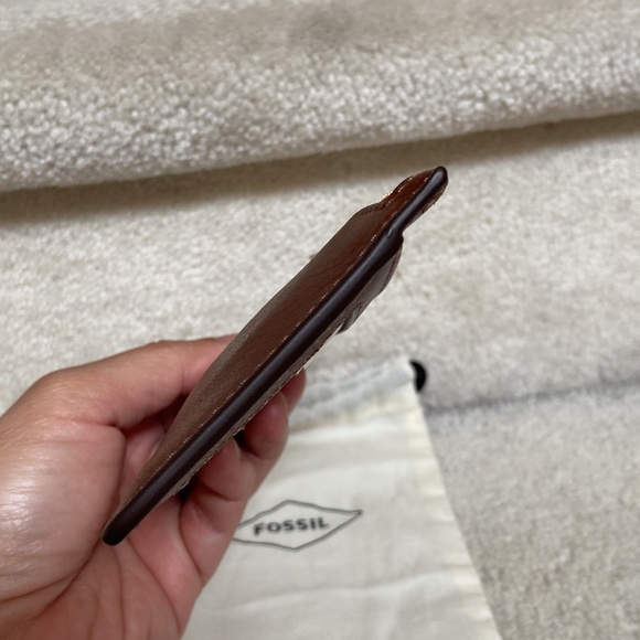 fossil logan leather zip slim wallet / card case - Picture 6 of 8